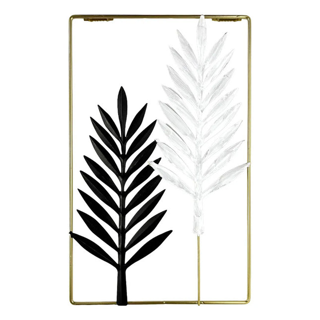 Cuadro Decorativo De Pared Hojas Metálicas 40x26 Cm Negro Dorado