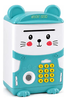 Alcancía Gato Ahorro Automática Contraseña Huella Y Sonido
