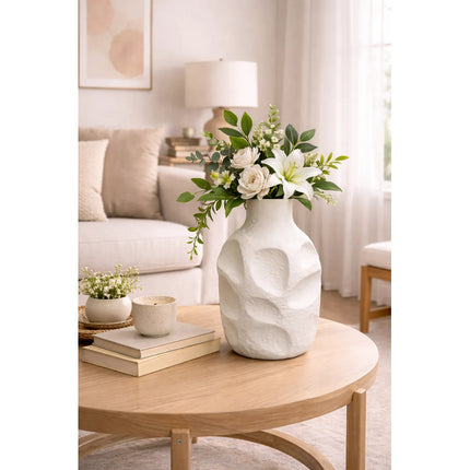 Florero Jarrón Decorativo De Cerámica Blanco