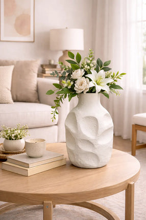 Florero Jarrón Decorativo De Cerámica Blanco