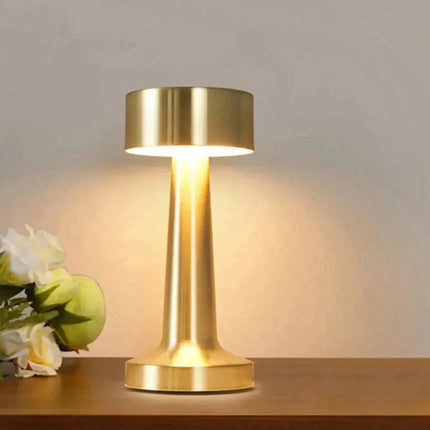 Lampara De Mesa Touch Led Recargable Usb Dorada