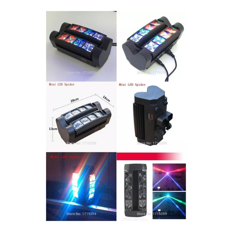Cabeza Movil Led Spider Beam Rgbw Dmx 8x3w Luz Disco