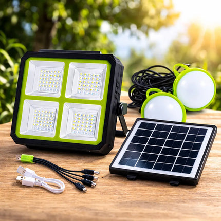 Kit De Iluminación Solar Portátil, Reflector Negro