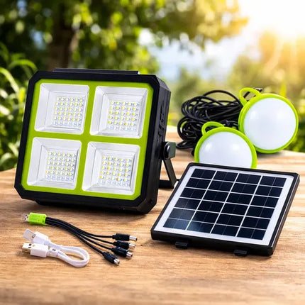 Kit De Iluminación Solar Portátil, Reflector Negro