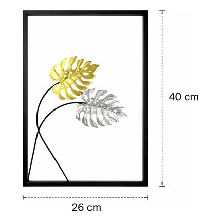 Cuadro Decorativo 40x26cm Pared Hojas Tropicales Negro