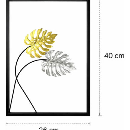 Cuadro Decorativo 40x26cm Pared Hojas Tropicales Negro