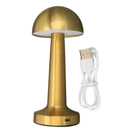 Lámpara Velador Led Luz De Mesa Iluminación Tactil Honguito Dorado Oscuro Oro