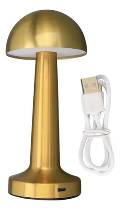 Lámpara Velador Led Luz De Mesa Iluminación Tactil Honguito Dorado Oscuro Oro