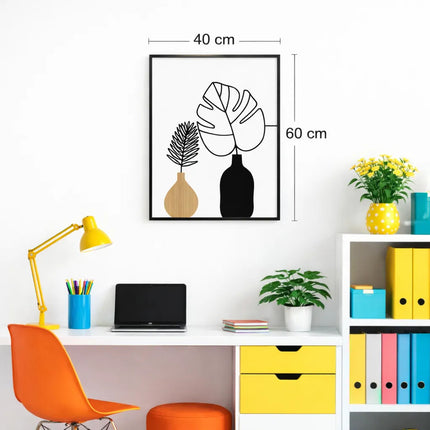 Cuadro Decorativo 40 X 60 Cm Mdf Y Metal Estilo Moderno Negro
