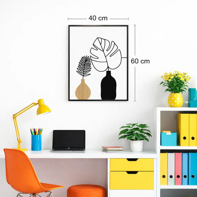 Cuadro Decorativo 40 X 60 Cm Mdf Y Metal Estilo Moderno Negro