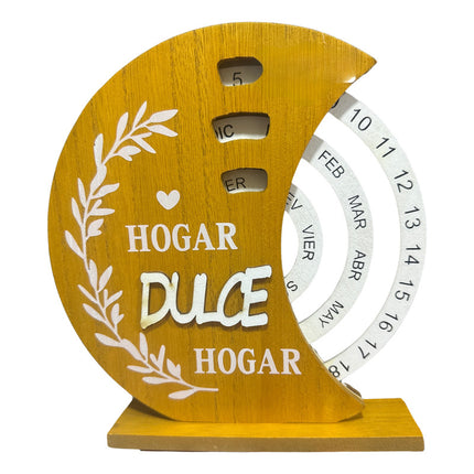 Calendario Eterno En Español Giratorio De Madera Dulce Hogar