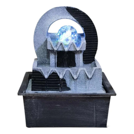Fuente De Agua Decorativa Cascada Con Luz Led Pileta Gris Oscuro
