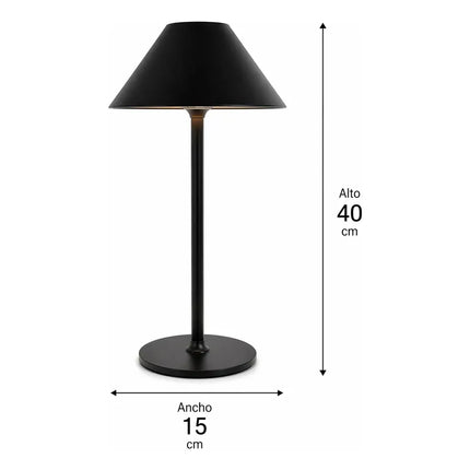 Lámpara De Mesa Recargable Negra 30 Cm Usb Negro