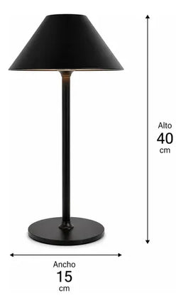Lámpara De Mesa Recargable Negra 30 Cm Usb Negro