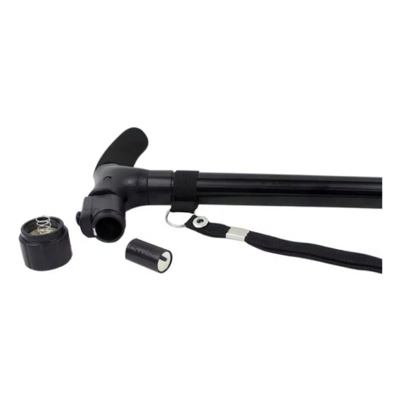 Bastón Ortopédico Plegable Con Lámpara De Luz Led Ajustable Color Negro