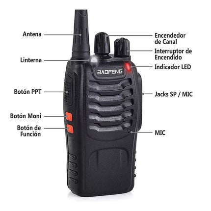 Pack 2 Radios Transmisor Walkie Talkie Baofeng 888s Uhf Negro