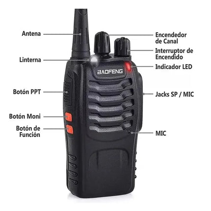 Pack 2 Radios Transmisor Walkie Talkie Baofeng 888s Uhf Negro