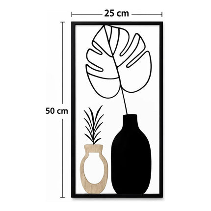 Cuadro Decorativo Metálico Y De Mdf, 50 X 25 Cms Negro