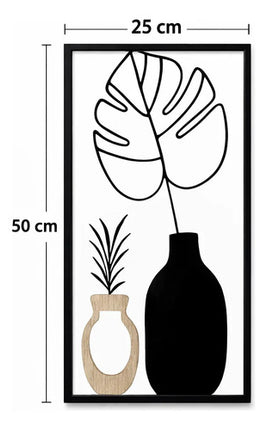 Cuadro Decorativo Metálico Y De Mdf, 50 X 25 Cms Negro