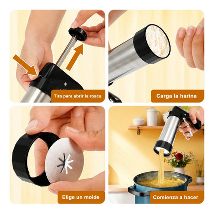 Máquina Para Churros Acero Inoxidable + 6 Moldes Negro