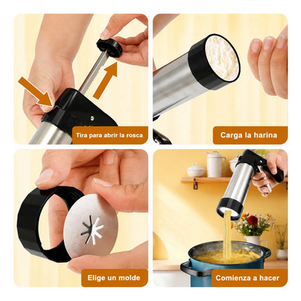Máquina Para Churros Acero Inoxidable + 6 Moldes Negro