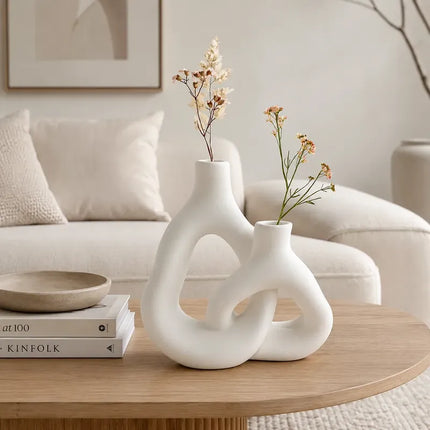 Florero De Cerámica De Estilo Nórdico Blanco