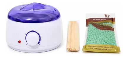 Calentador De Cera Olla Depilatoria + Cera Y Espátulas Blanco