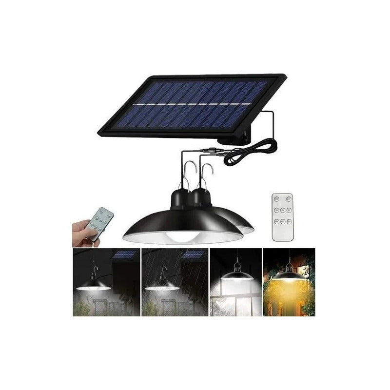 Lampara Solar Doble Colgante 240w + Panel Solar + Control