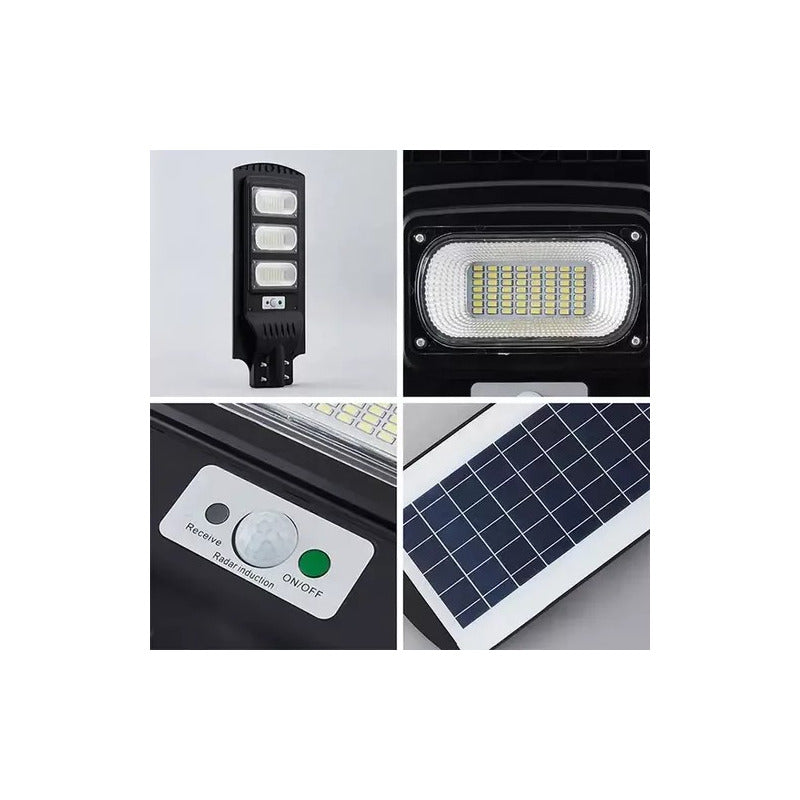 Foco Solar Led 120w Luminaria Full + Soporte + Control Negro