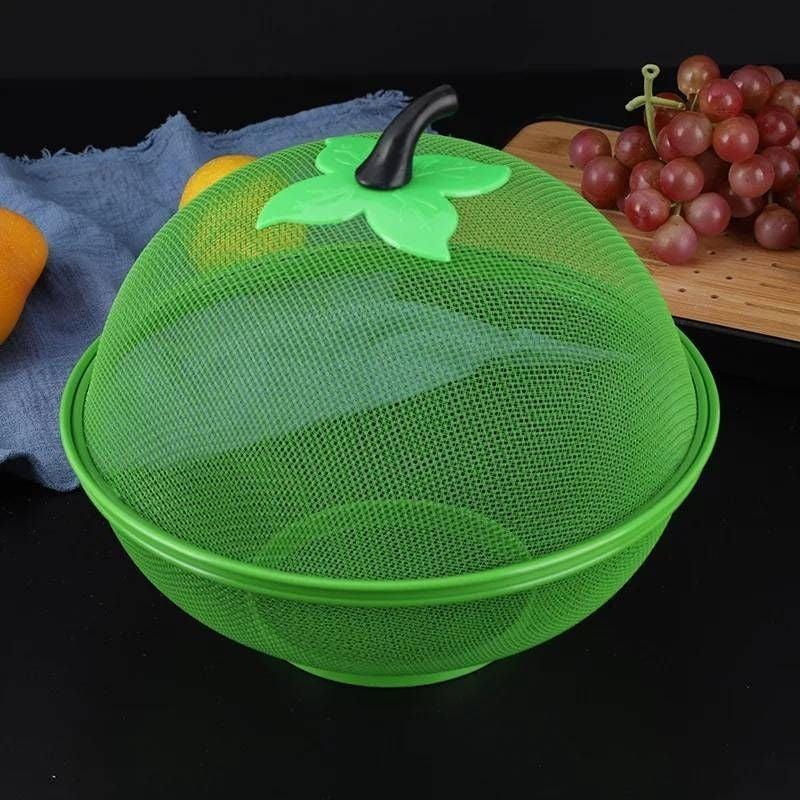 Canasto Frutero Con Tapa 32 Cm Plegable Y Con Asa Plástica Verde