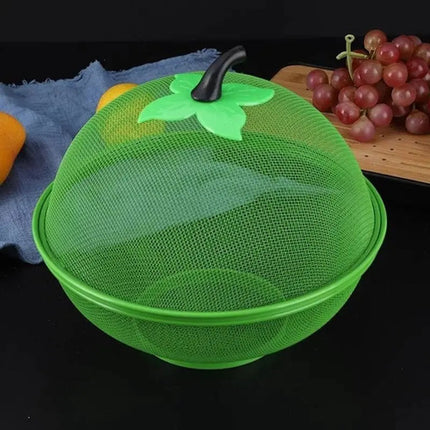 Canasto Frutero Con Tapa 32 Cm Plegable Y Con Asa Plástica Verde
