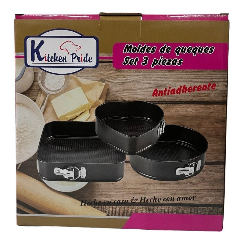 Set 3 Moldes Variados Repostería Queque Tortas Antiadherente