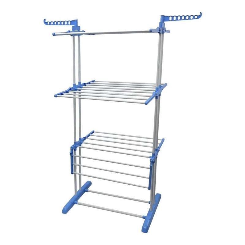 Colgador Tendedero De Ropa Plegable 3 Niveles Azul