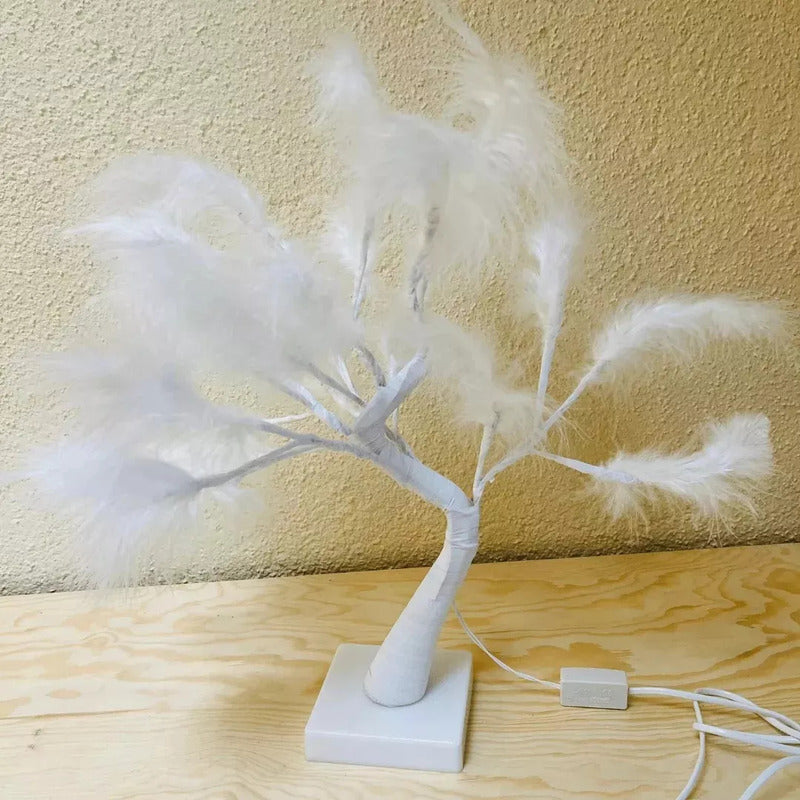 Arbol Led De Plumas - Blanco - Luz Cálida - 220v Blanco Blanco