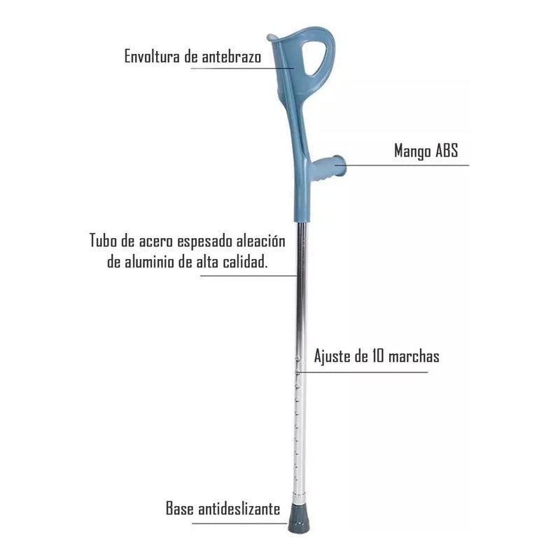2 Bastón Muleta Canadiense Regulable En Altura Color Plateado