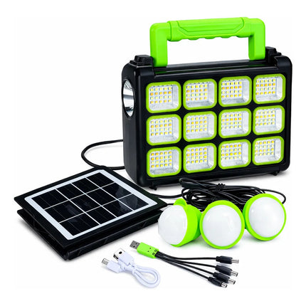 Kit Solar Portátil Con Panel Integrado, Luz Led, Radio Y Bt Negro