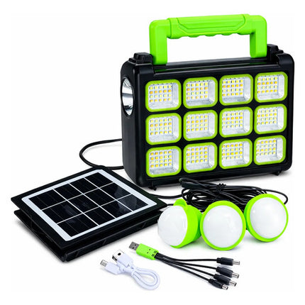Kit Solar Portátil Con Panel Integrado, Luz Led, Radio Y Bt Negro