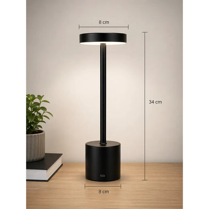 Lámpara Escritorio Inalámbrica Recargable Metal Con Led Negro