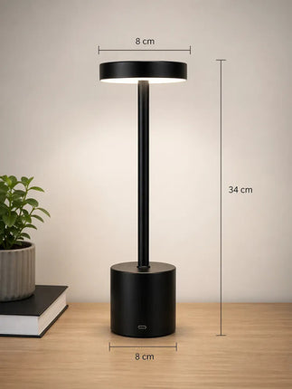 Lámpara Escritorio Inalámbrica Recargable Metal Con Led Negro