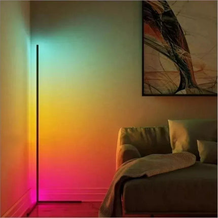 Lampara De Esquina Pie Usb Luces Led Rgb Ambiente 120cm Rgb Negro