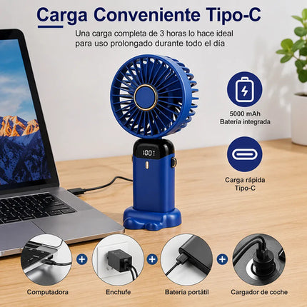 Mini Ventilador Led Portatil De Mano Usb Recargable
