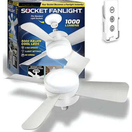 Ventialdor De Techo Con Luz Led Control Remoto Soquete E27 40 Cm Blanco