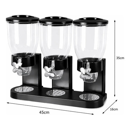 Dispensador Triple Para Cereales 3 Contenedores De 2l Negro