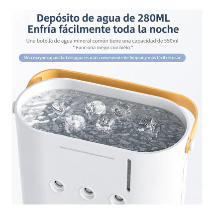 Ventilador De Mesa Doble Cabezal, Control Remoto Y Luz Led 15 Cm Blanco