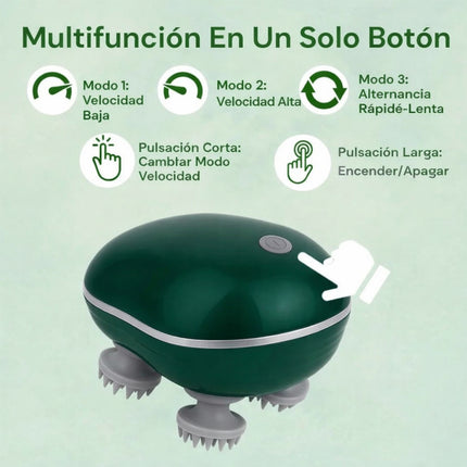 Masajeador Eléctrico Recargable Verde Para Cabeza Y Cuerpo Verde