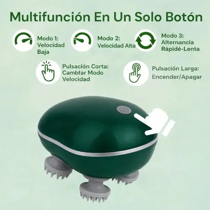 Masajeador Eléctrico Recargable Verde Para Cabeza Y Cuerpo Verde