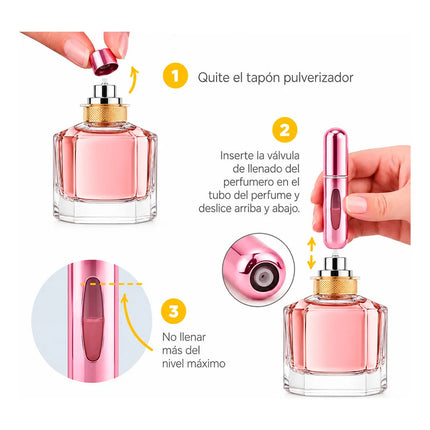 Pack 6 Atomizadores Recargables Para Perfume + 6 Estuches Rosa