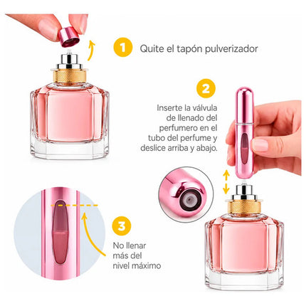 Pack 6 Atomizadores Recargables Para Perfume + 6 Estuches Rosa