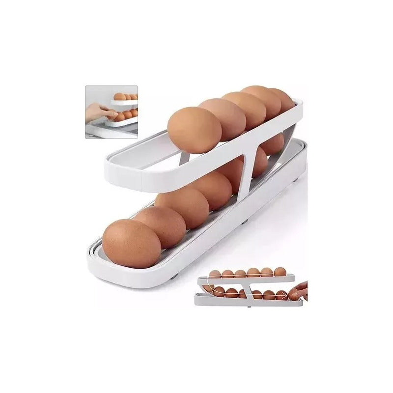 Dispensador De Huevos Para Nevera, Organizador De Huevos  Blanco