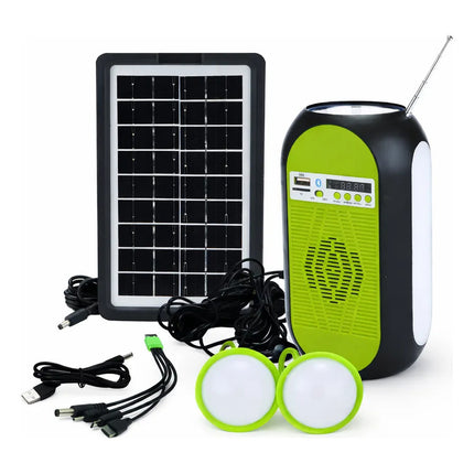 Kit Solar Portátil Panel Solar, Led, Radio, Bluetooth Negro
